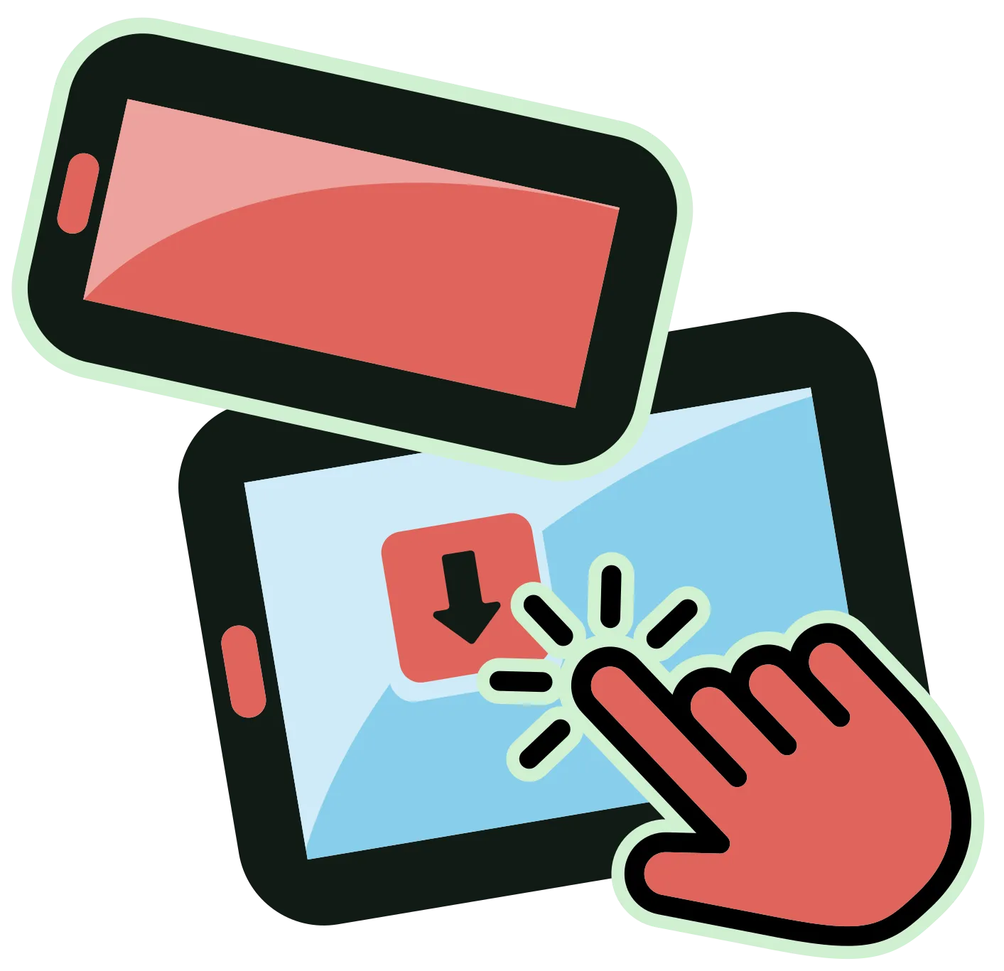 Un doigt appuie sur l’écran tactile d’une tablette.