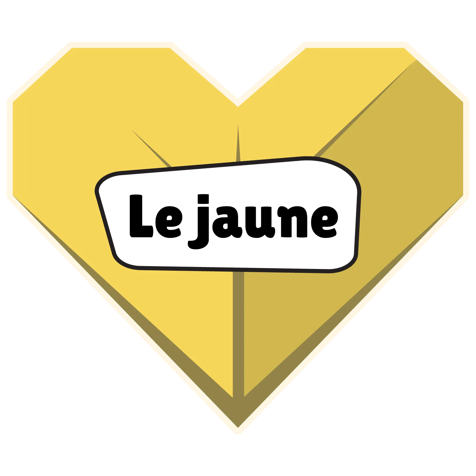Un cœur en origami indiquant : « Le jaune ».