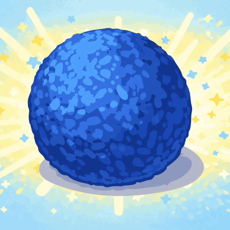 Une balle antistress bleue malléable. Sa texture rappelle celle de la pâte à modeler.