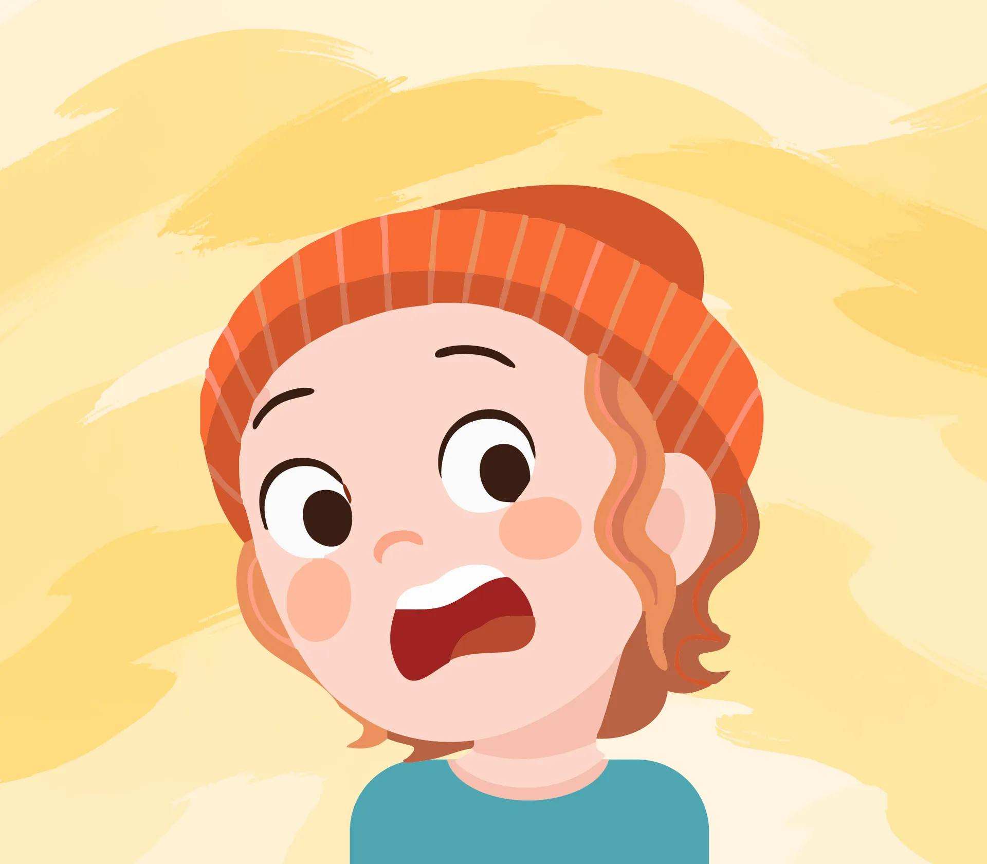 Un jeune garçon portant une tuque affiche une expression effrayée.