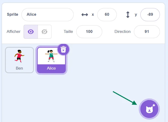 Un bouton à cliquer avec une tête de chat se trouve dans le coin en bas à droite.