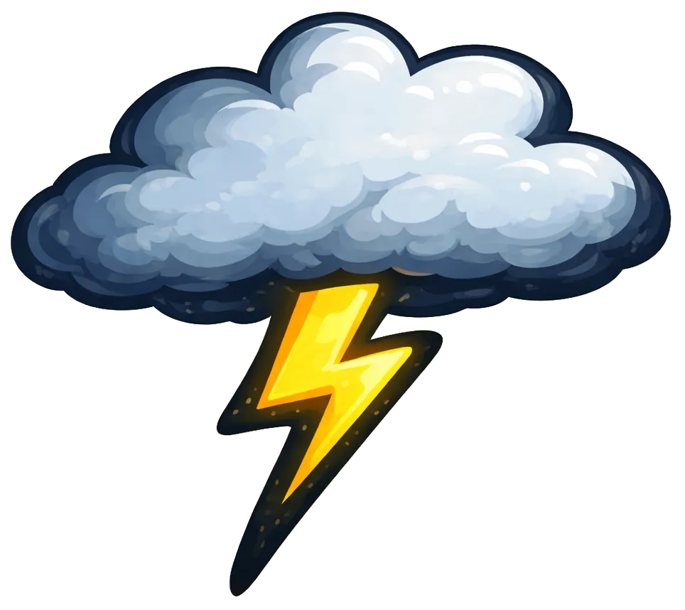 Illustration d’un nuage d’orage avec un éclair pointu.