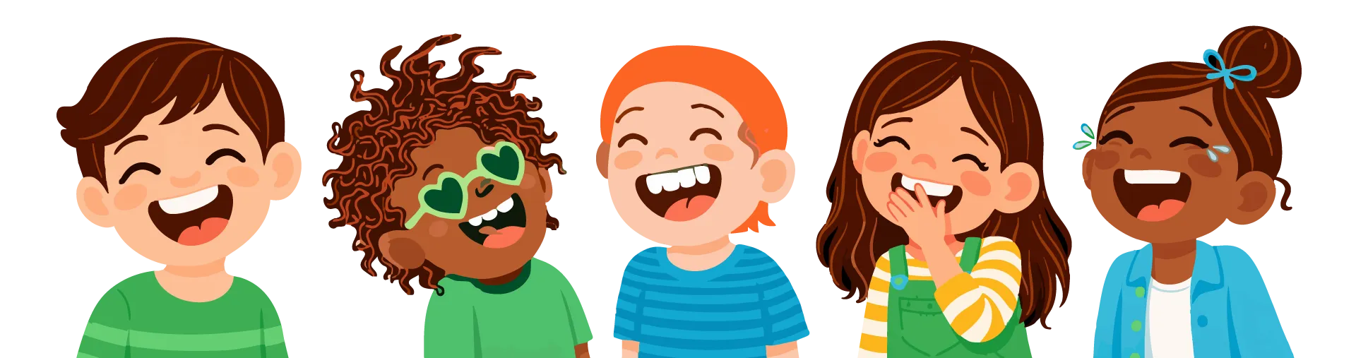 Cinq enfants rient aux éclats.