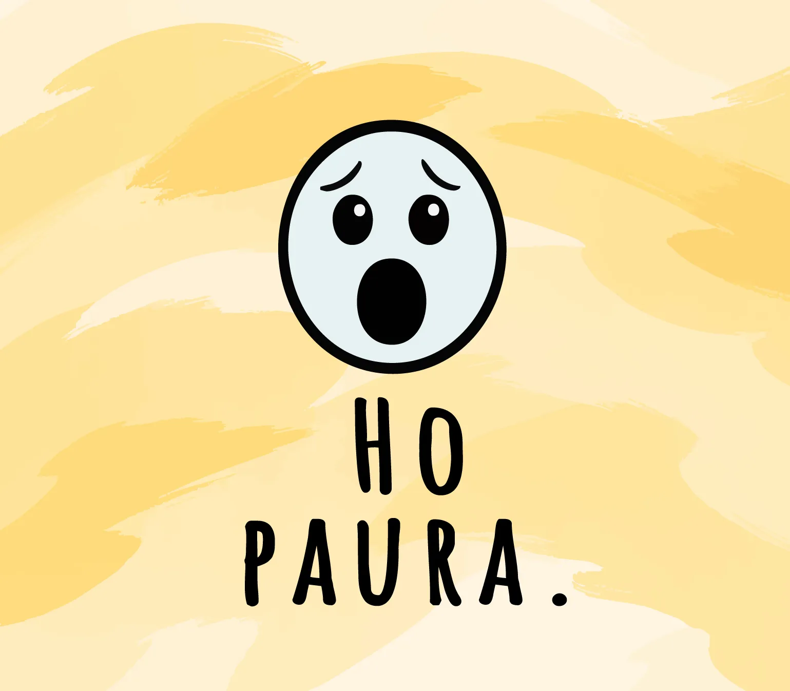 Un visage effrayé accompagné du texte en italien « Ho Paura», signifiant « j’ai peur ».